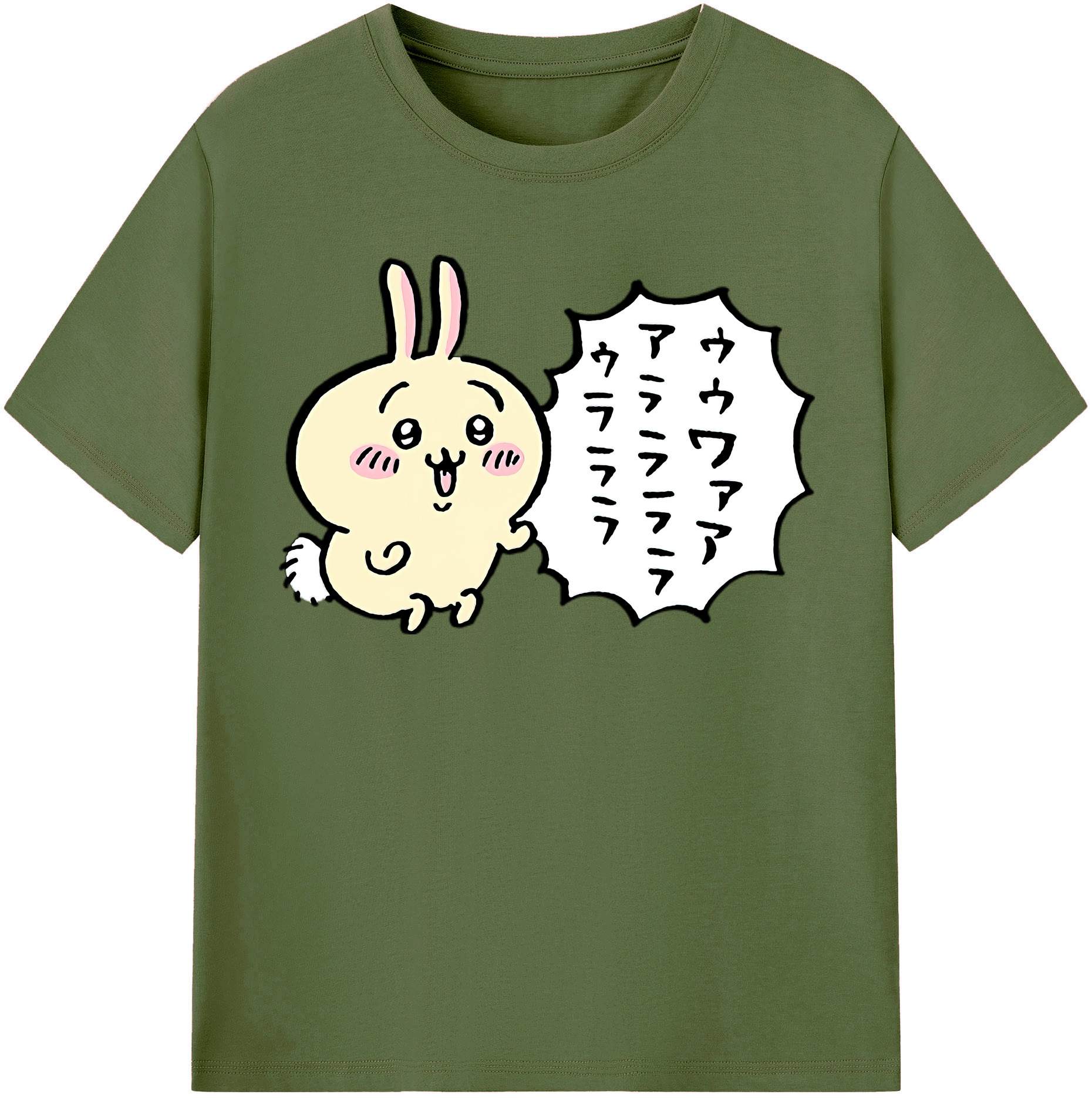 （画像用） ちいかわ うさぎ Chii-kawa usagi 綿100％半袖Tシャツ（フロントプリント）